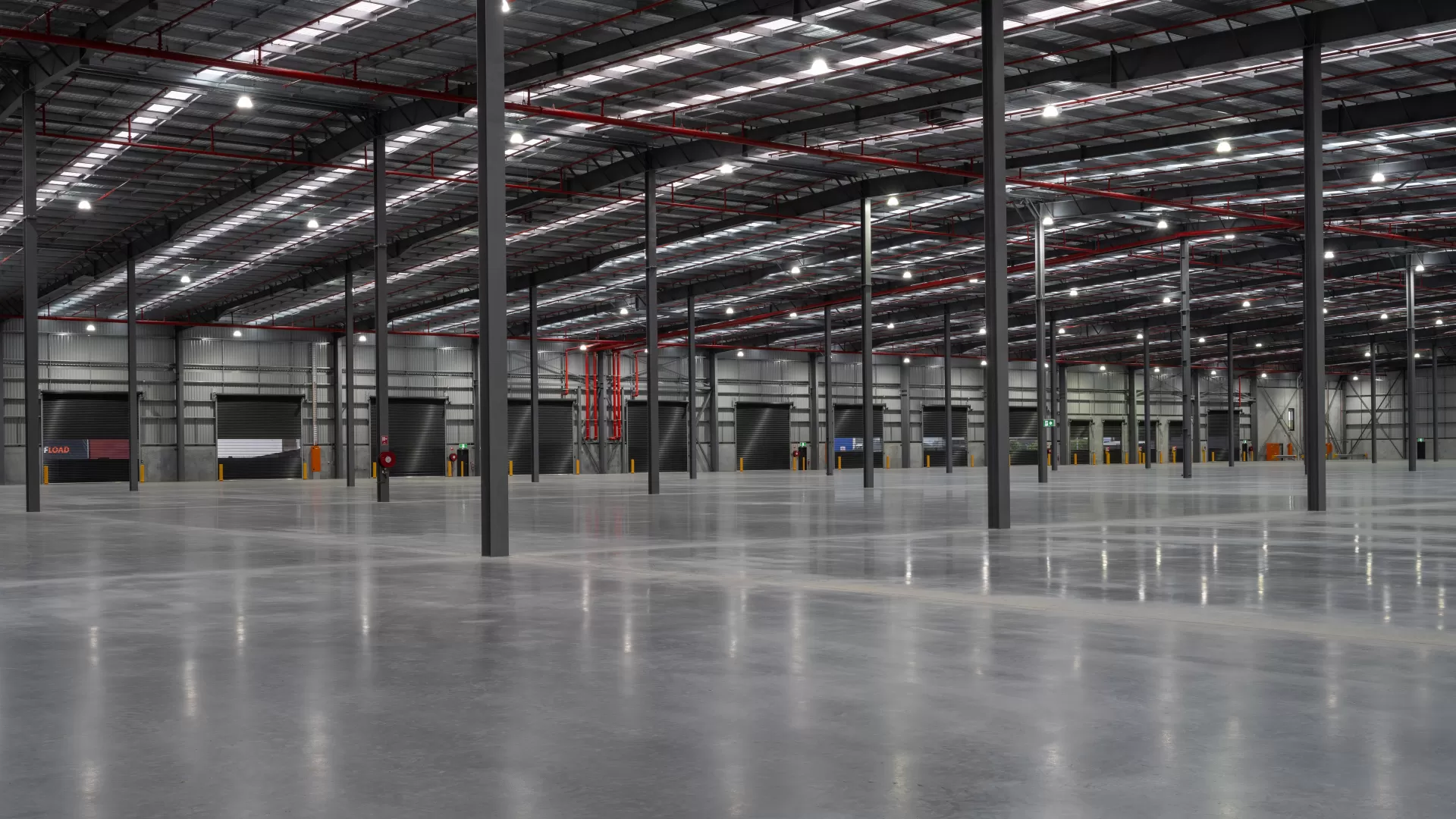 Internal view of efficient warehouse showing recessed docks